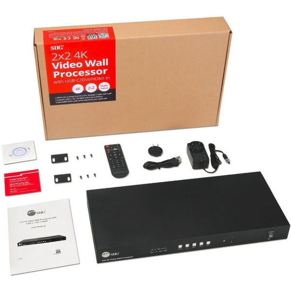 SIIG 2x2 4K Video Wall Processor with USB-C - DVI - HDMI Inputs with EDID management