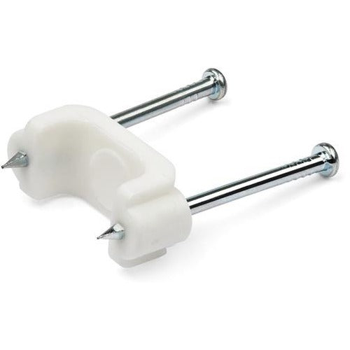 StarTech.com 100 Pack Cable Clips with Nails - Two Steel Nails - Reusable Nail-in Clamps - Cord Mounting Clips-Fasteners-Tacks White - TAA