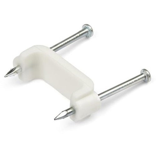 StarTech.com 100 Pack Cable Clips with Nails - Two Steel Nails - Reusable Nail-in Clamps - Cord Mounting Clips-Fasteners-Tacks White - TAA