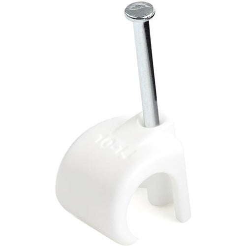 StarTech.com 100 Pk XL Cable Clips w- Nail - Reusable Nail-in Clamps - Cord Mounting-Holding Clips - Cable Tacks Wire Fasteners White TAA