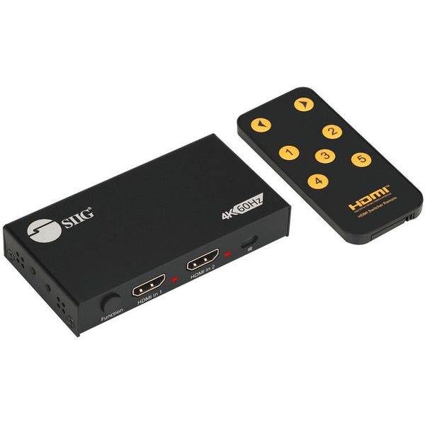 SIIG 2 Port HDMI 2.0 4K HDR Splitter - Switcher with IR Remote