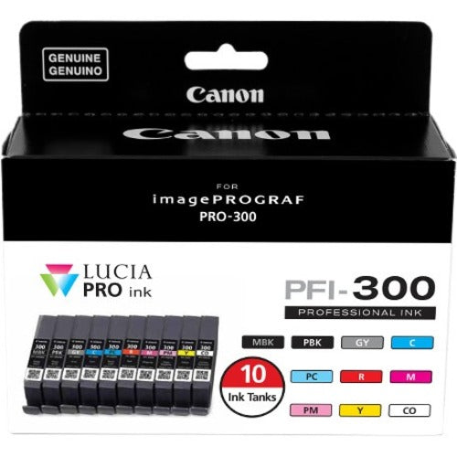Canon LUCIA PRO PFI-300 Original Ink Cartridge - Value Pack - Photo Black, Matte Black, Cyan, Gray, Magenta, Yellow, Red, Photo Cyan, Photo Magenta, Chroma Optimizer