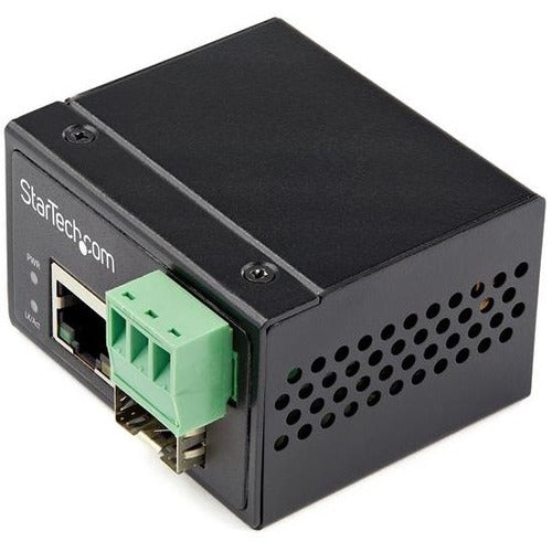 StarTech.com Industrial Fiber to Ethernet Media Converter - 100Mbps SFP to RJ45-CAT6 SM-MM - Fiber to Copper Network - IP-30 12V Input