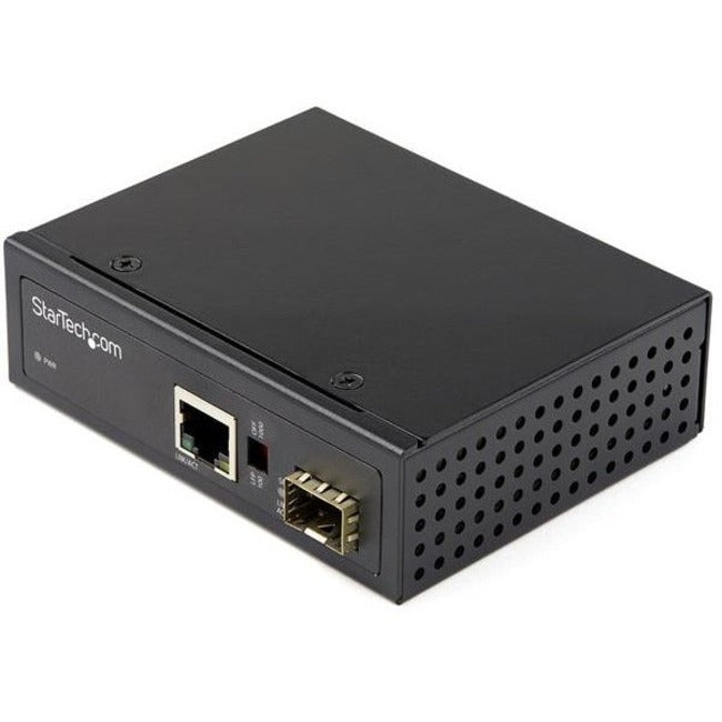 StarTech.com Industrial Fiber to Ethernet Media Converter - 1Gbps SFP to RJ45-CAT6 - SM-MM Fiber to Copper Gigabit Network IP-30 12V Input