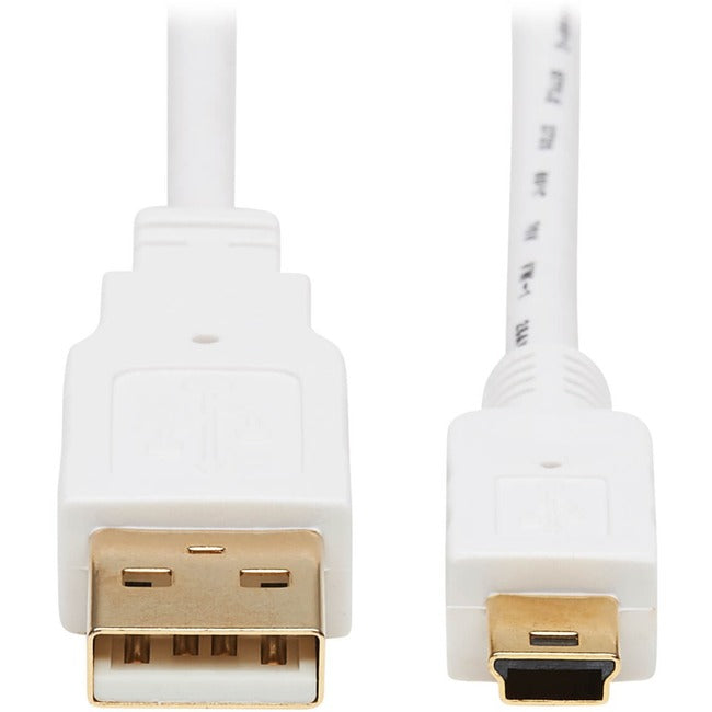 Tripp Lite USB-A to USB Mini-B Antibacterial Cable (M-M), USB 2.0, White, 3 ft. - American Tech Depot