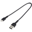 StarTech.com 30cm Durable USB A to Lightning Cable - Rugged Black iPhone iPad Charge-Sync Charger Cord w- Aramid Fiber Apple MFI Certified - American Tech Depot