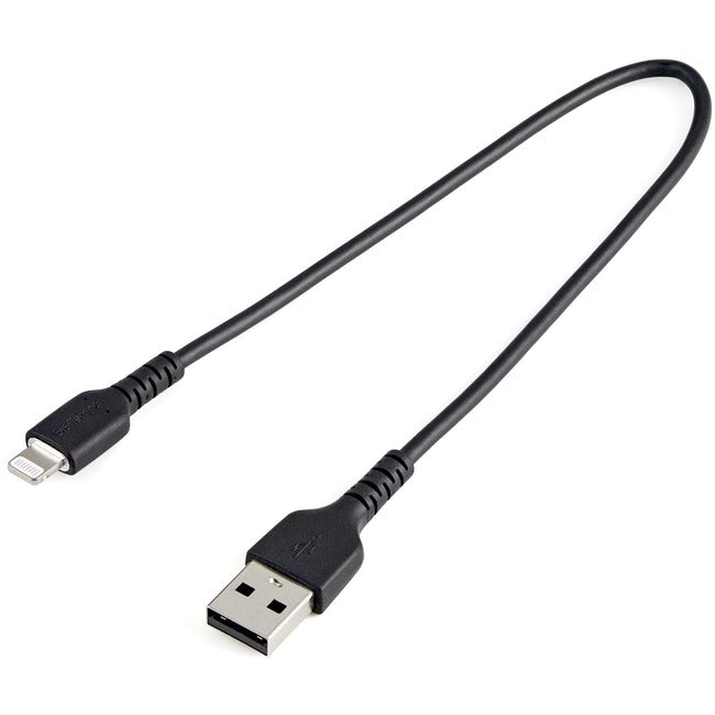 StarTech.com 30cm Durable USB A to Lightning Cable - Rugged Black iPhone iPad Charge-Sync Charger Cord w- Aramid Fiber Apple MFI Certified - American Tech Depot
