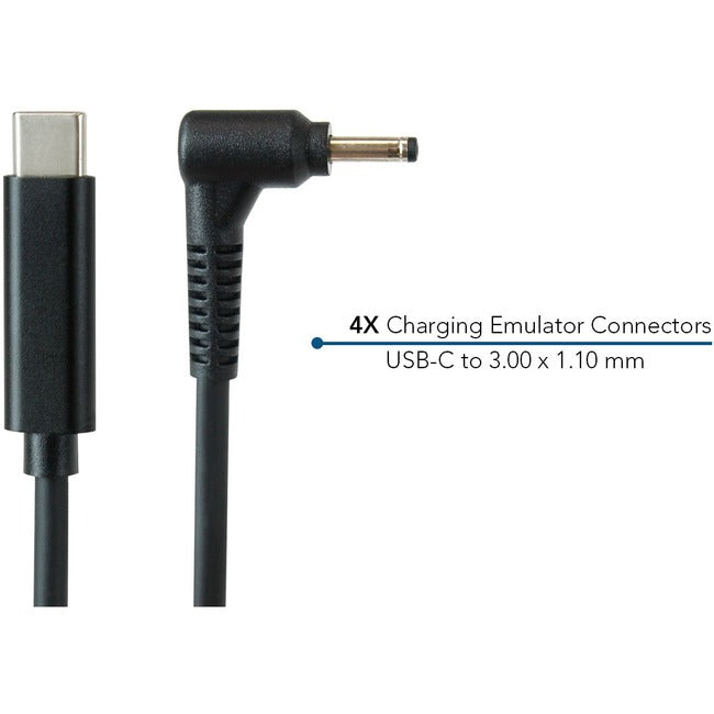 JAR Systems Emulator Charging Cables for Acer Devices 4-Pack of USB-C PD to 3.00 x 1.10 mm Connectors