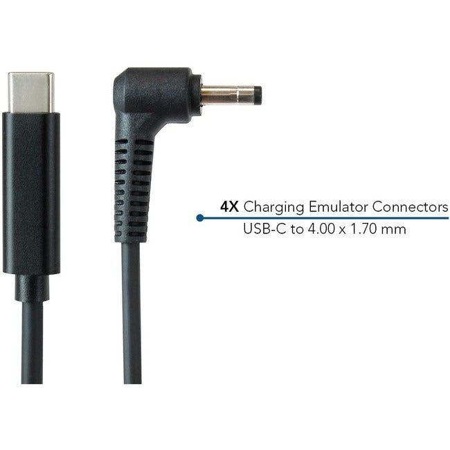 JAR Systems Emulator Charging Cables for Lenovo Devices 4-Pack of USB-C PD to 4.00 x 1.70 mm Connectors