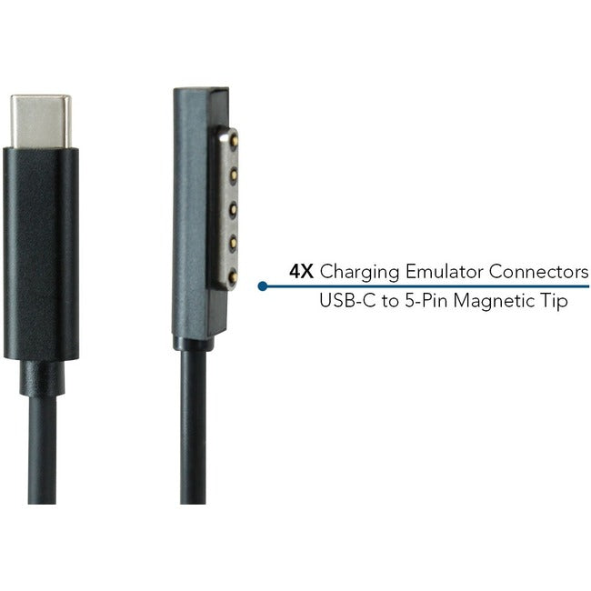 JAR Systems Emulator Charging Cables for Surface Devices 4-Pack of USB-C PD to Surface 5-Pin Magnetic Tip Connectors