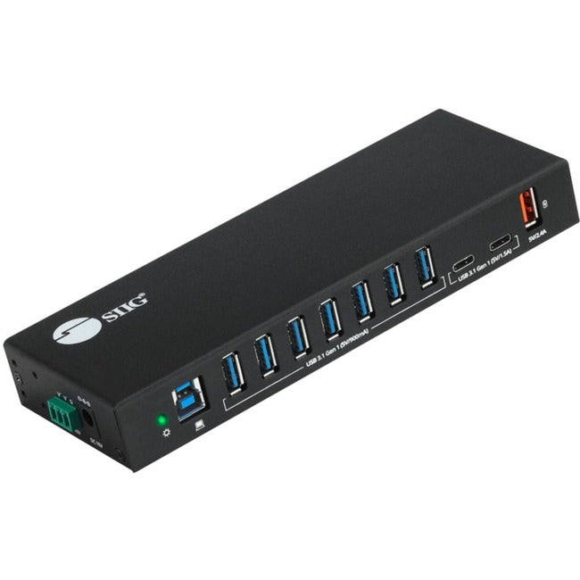 SIIG 10 Port Industrial USB 3.1 Gen 1 Hub with Dual USB-C & 65W Charging