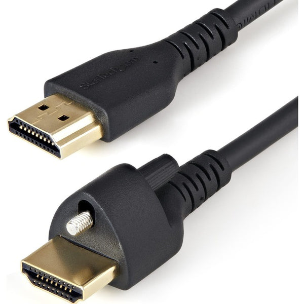 StarTech.com 1m(3ft) HDMI Cable with Locking Screw, 4K 60Hz HDR High Speed HDMI 2.0 Cable with Ethernet, Secure Locking Connector, M-M