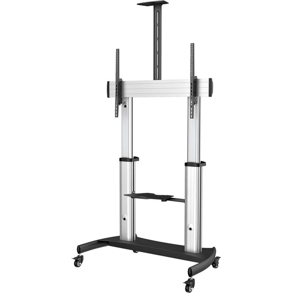 StarTech.com Mobile TV Stand, Heavy Duty Universal TV Cart for 60-100 inch Display (100kg-220lb), Height Adjustable Rolling TV Floor Stand