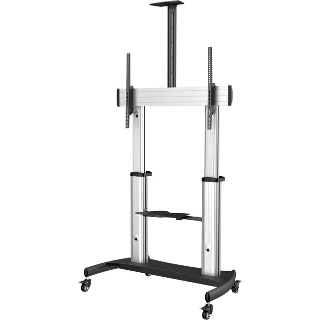 StarTech.com Mobile TV Stand, Heavy Duty Universal TV Cart for 60-100 inch Display (100kg-220lb), Height Adjustable Rolling TV Floor Stand
