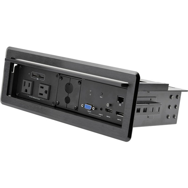 StarTech.com Conference Table Box for AV Connectivity & Charging, 4K HDMI-DP or VGA, GbE, Audio, Power Center w- 2x USB & 2x UL AC Outlets