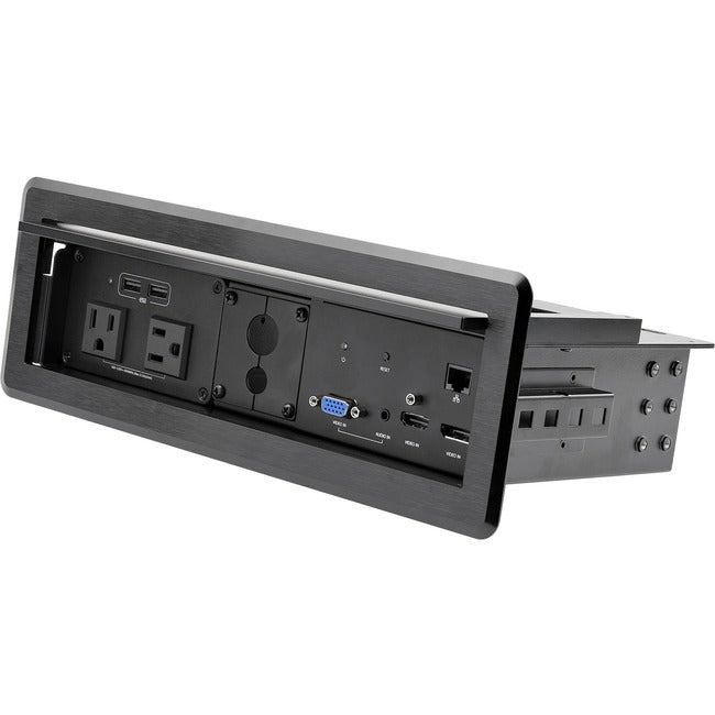 StarTech.com Conference Table Box for AV Connectivity & Charging, 4K HDMI-DP or VGA, GbE, Audio, Power Center w- 2x USB & 2x UL AC Outlets