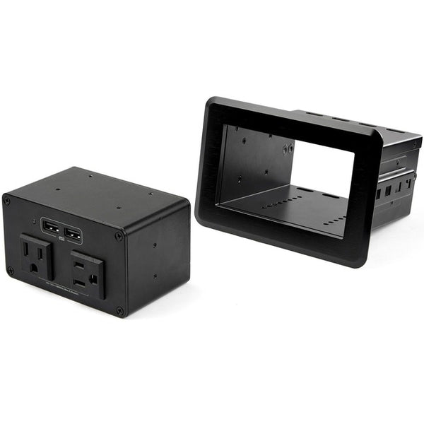 StarTech.com Conference Table Power Center, 2x UL Certified 120V AC Outlets, 2x USB (BC 1.2), Recessed Desk Power Strip-Charging Station