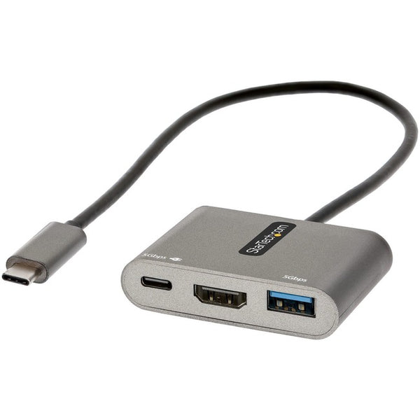 StarTech.com USB C Multiport Adapter, USB-C to HDMI 4K, 100W PD Pass-Through, USB 3.0 Hub 5Gbps (1xC-1xA), USB-C Mini Dock-Travel Dock