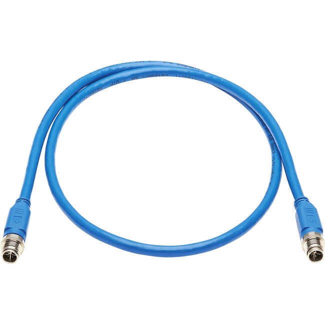 Tripp Lite NM12-6A1-01M-BL M12 X-Code Cat6a 10G Ethernet Cable, M-M, Blue, 1 m (3.3 ft.)