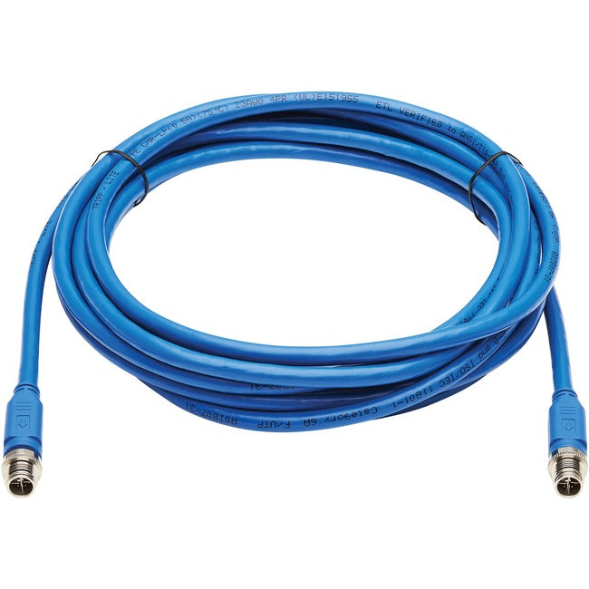 Tripp Lite NM12-6A1-03M-BL M12 X-Code Cat6a 10G Ethernet Cable, M-M, Blue, 3 m (9.8 ft.)
