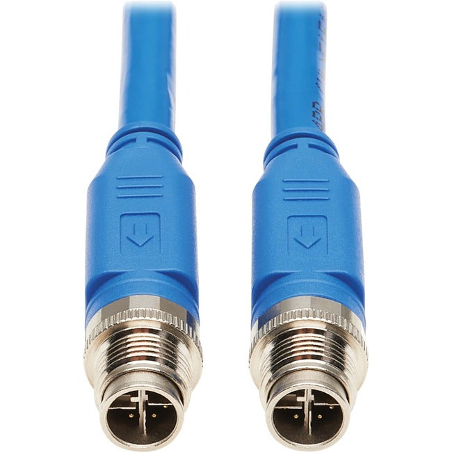 Tripp Lite NM12-6A1-02M-BL M12 X-Code Cat6a 10G Ethernet Cable, M-M, Blue, 2 m (6.6 ft.)