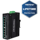 TRENDnet 8-Port Hardened Industrial Unmanaged Gigabit 10-100-1000Mbps DIN-Rail Switch w- 8 x Gigabit PoE+ Ports; TI-PG80B; 24 ? 56V DC Power inputs with Overload Protection