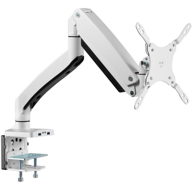 Single Monitor Gas Spring Aluminum Desk Monitor Arm with USB and Audio Ports - 17" to 49"