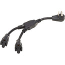 Tripp Lite Extension Cord Y Splitter, Right-Angle NEMA 5-15P to 2x NEMA 5-15R - Heavy Duty, 15A, 120V, 14 AWG, 1 ft. (0.3 m), Black