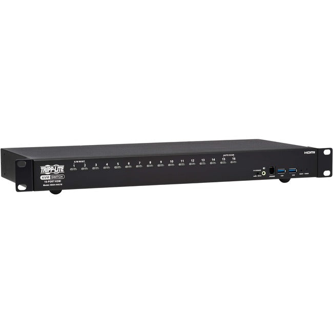 Tripp Lite 16-Port 4K HDMI-USB KVM Switch - 4K 60 Hz Video-Audio, USB Peripheral Sharing, 1U Rack-Mount