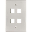Tripp Lite Safe-IT 4-Port Single-Gang Keystone Wall Plate, Antibacterial, Ivory Gloss, TAA