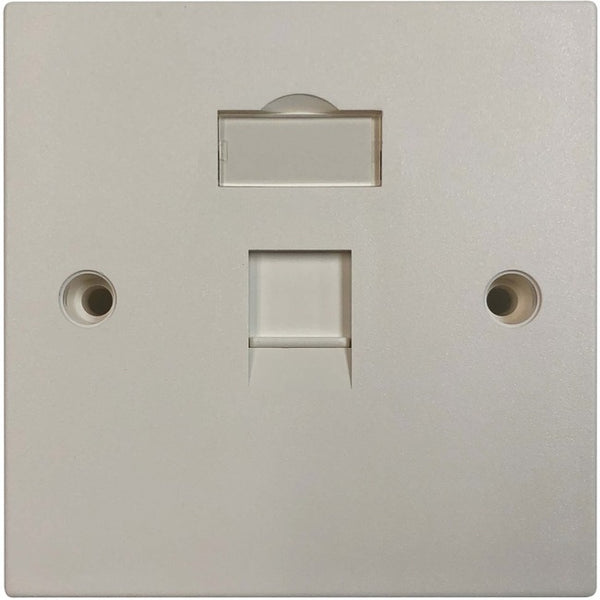Tripp Lite 1-Port UK-Style Keystone Wall Plate, Unloaded Shuttered Module, White