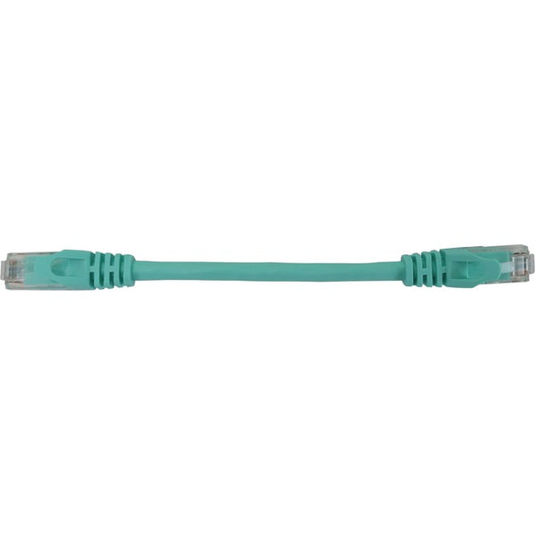 Tripp Lite Cat6a 10G Snagless Molded UTP Ethernet Cable (RJ45 M/M), PoE, Aqua, 6 in. (15 cm)
