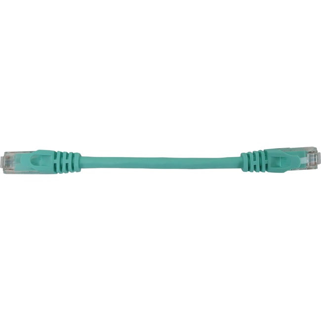 Tripp Lite Cat6a 10G Snagless Molded UTP Ethernet Cable (RJ45 M/M), PoE, Aqua, 6 in. (15 cm)