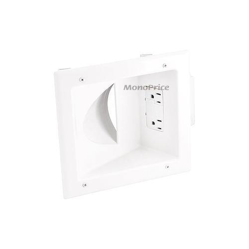 Monoprice, Inc. Recessed Low Voltage Media Plate - White - American Tech Depot